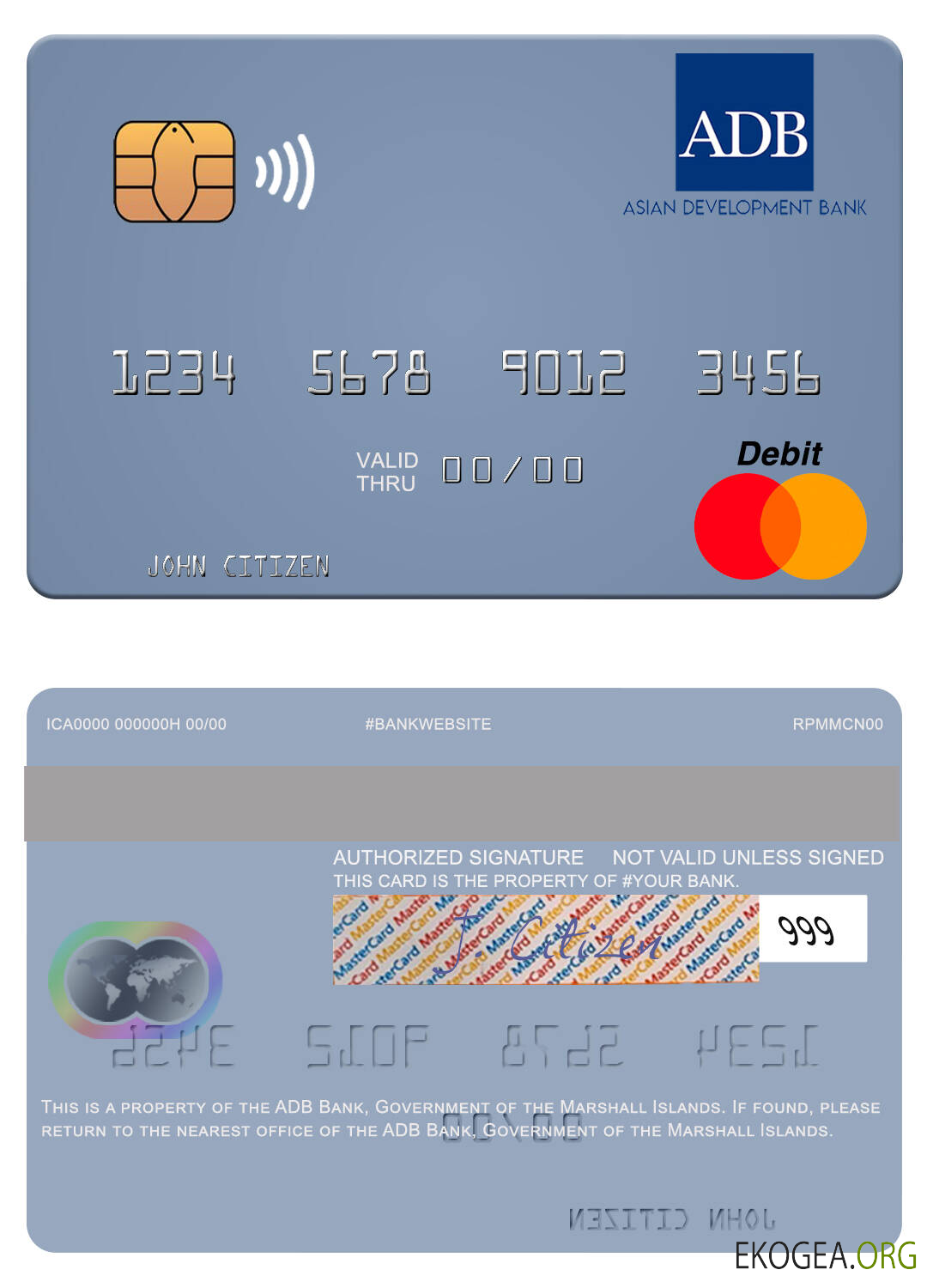 Carte mastercard de la Banque ADB du gouvernement des Îles Marshall